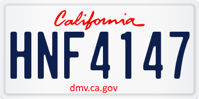 CA license plate HNF4147