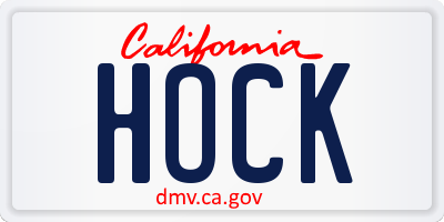 CA license plate HOCK