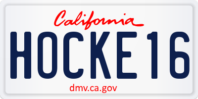 CA license plate HOCKE16