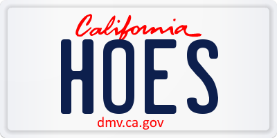 CA license plate HOES