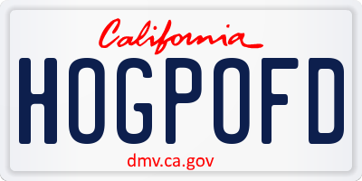 CA license plate HOGPOFD