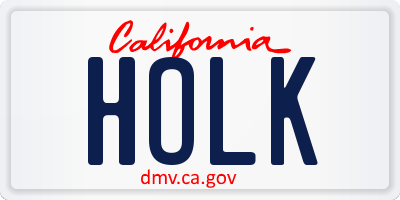 CA license plate HOLK