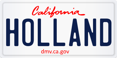 CA license plate HOLLAND