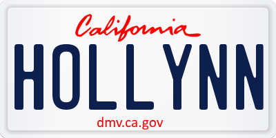 CA license plate HOLLYNN