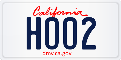 CA license plate HOO2