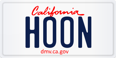 CA license plate HOON