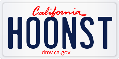 CA license plate HOONST