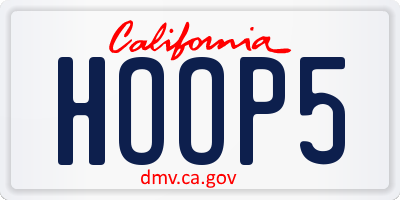 CA license plate HOOP5