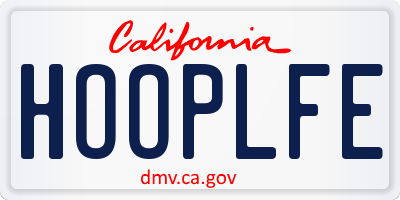 CA license plate HOOPLFE