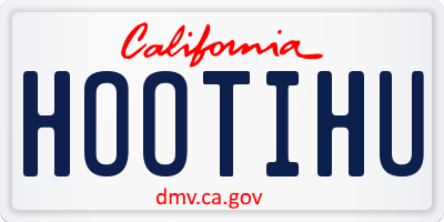 CA license plate HOOTIHU