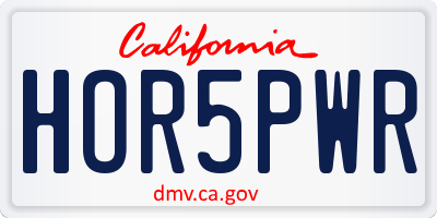 CA license plate HOR5PWR