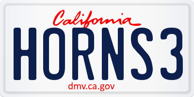 CA license plate HORNS3