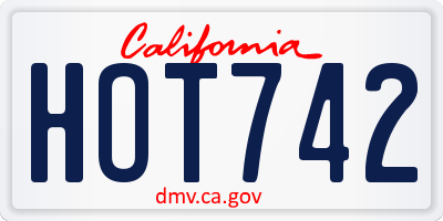 CA license plate HOT742