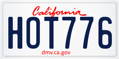 CA license plate HOT776