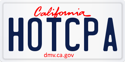 CA license plate HOTCPA