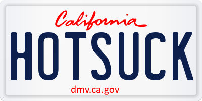 CA license plate HOTSUCK