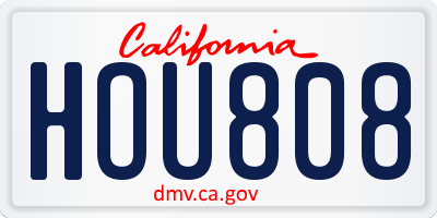 CA license plate HOU808