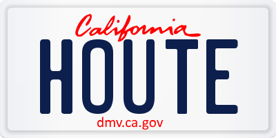 CA license plate HOUTE