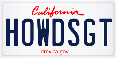 CA license plate HOWDSGT