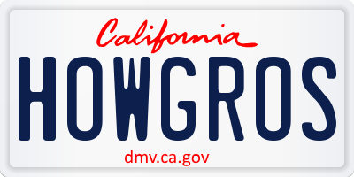 CA license plate HOWGROS