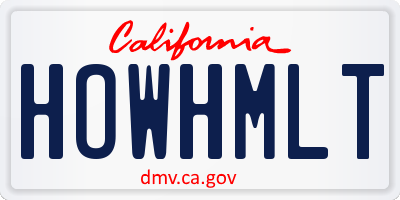 CA license plate HOWHMLT