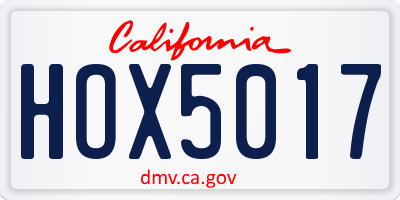 CA license plate HOX5017