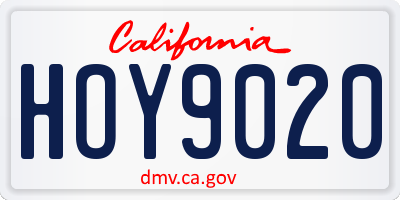 CA license plate HOY9020