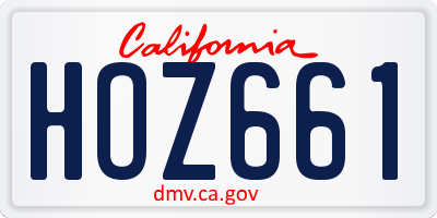 CA license plate HOZ661