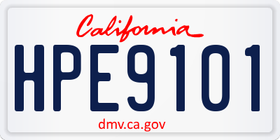 CA license plate HPE9101