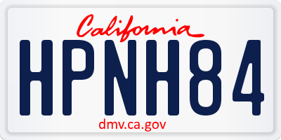 CA license plate HPNH84