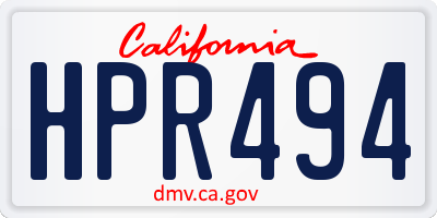 CA license plate HPR494