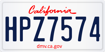 CA license plate HPZ7574