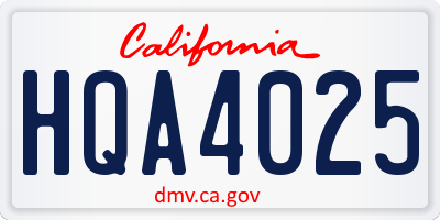 CA license plate HQA4025