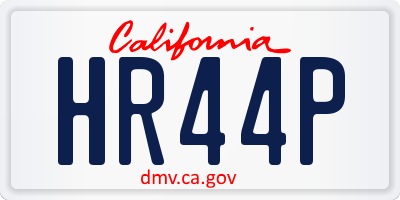 CA license plate HR44P