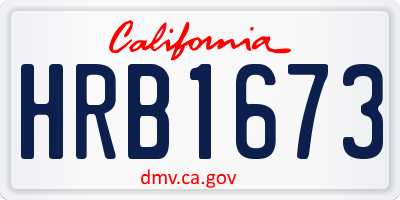 CA license plate HRB1673