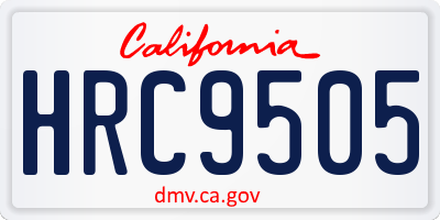 CA license plate HRC9505