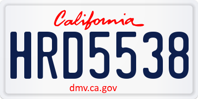 CA license plate HRD5538