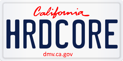 CA license plate HRDC0RE