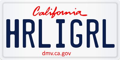 CA license plate HRLIGRL