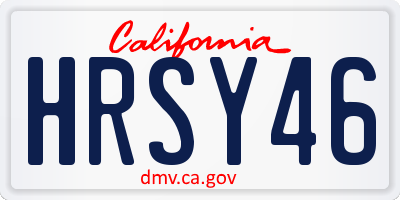 CA license plate HRSY46