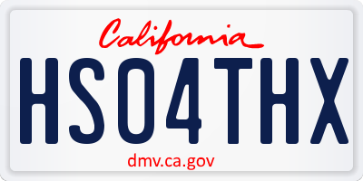 CA license plate HS04THX