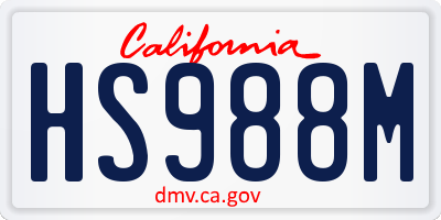 CA license plate HS988M