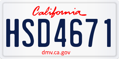 CA license plate HSD4671