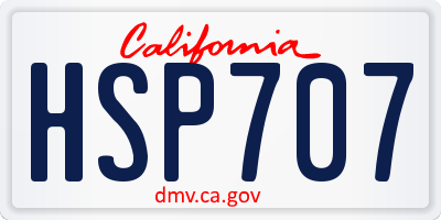 CA license plate HSP707