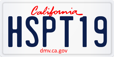 CA license plate HSPT19