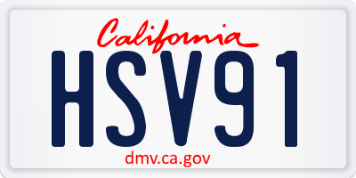 CA license plate HSV91