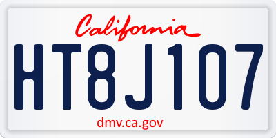 CA license plate HT8J107