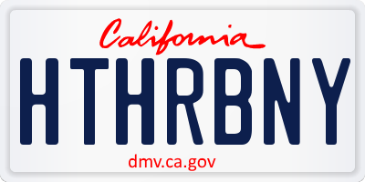 CA license plate HTHRBNY