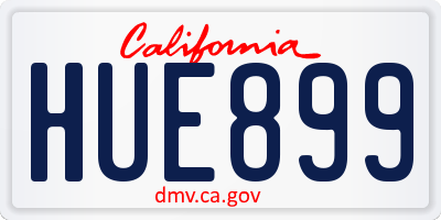 CA license plate HUE899