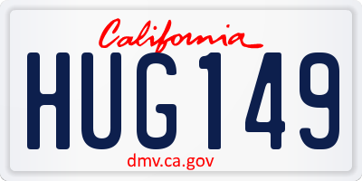 CA license plate HUG149